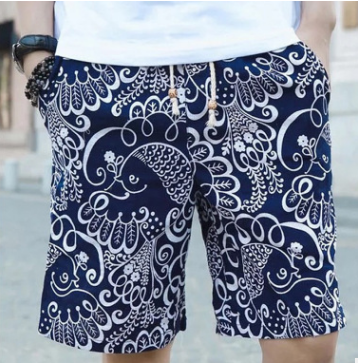 Men Linen Beach Shorts 3 L