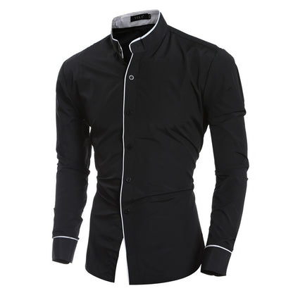 Cute Casual Urban Fit Men's Long Sleeve Bottoming Shirt Black S