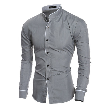 Cute Casual Urban Fit Men's Long Sleeve Bottoming Shirt Grey L