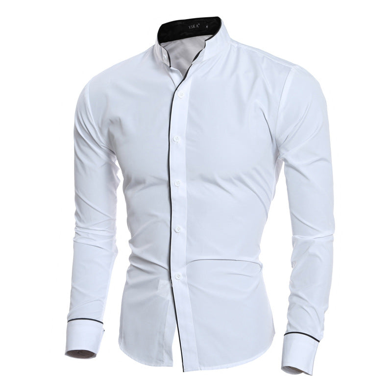 Cute Casual Urban Fit Men's Long Sleeve Bottoming Shirt White 3XL