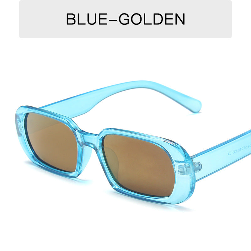 Women's Retro Small Frame Fashion Sunglasses Blue Tyrant Gold No