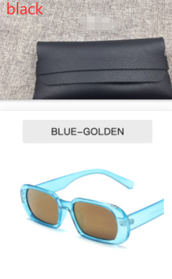 Women's Retro Small Frame Fashion Sunglasses Blue Tyrant Gold With glasses bag