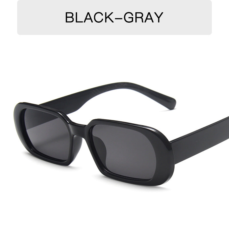 Women's Retro Small Frame Fashion Sunglasses Bright black all gray No