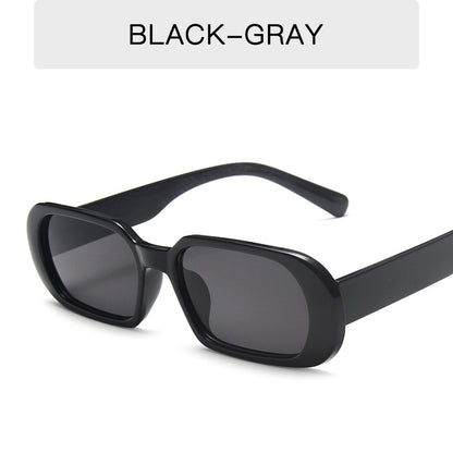 Women's Retro Small Frame Fashion Sunglasses Bright black all gray No