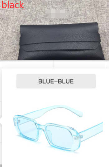 Women's Retro Small Frame Fashion Sunglasses Light blue With glasses bag