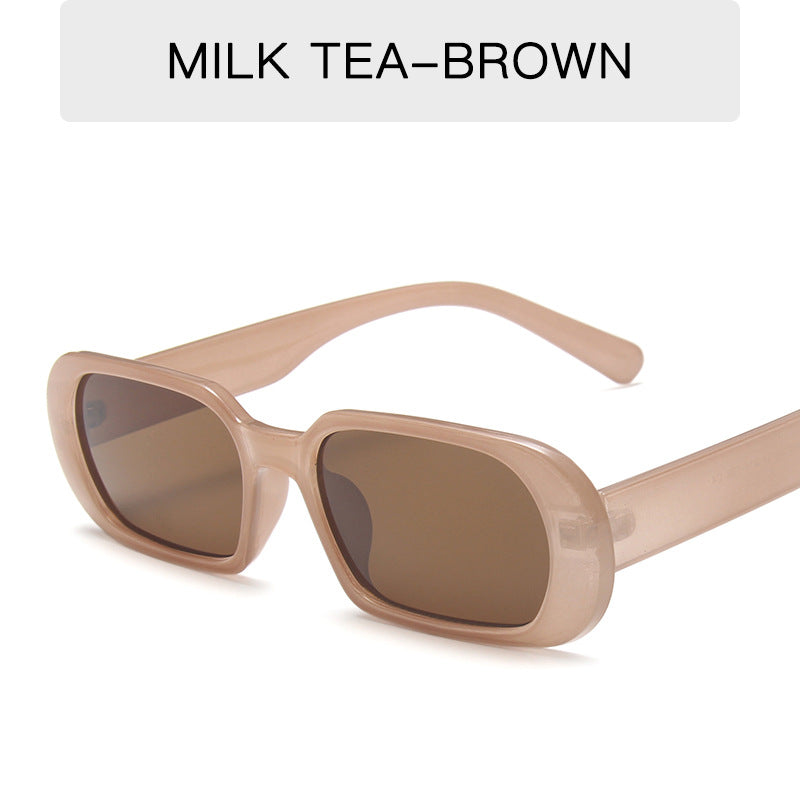 Women's Retro Small Frame Fashion Sunglasses Milk tea color No