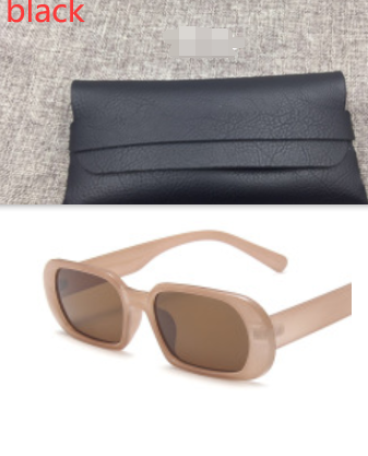 Women's Retro Small Frame Fashion Sunglasses Milk tea color With glasses bag