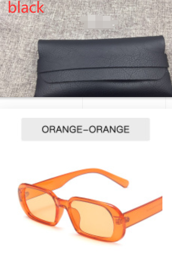 Women's Retro Small Frame Fashion Sunglasses Orange With glasses bag