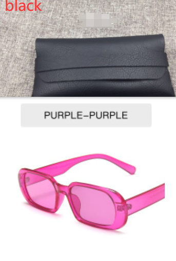 Women's Retro Small Frame Fashion Sunglasses Purple With glasses bag