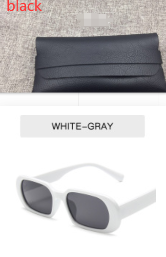 Women's Retro Small Frame Fashion Sunglasses White gray With glasses bag