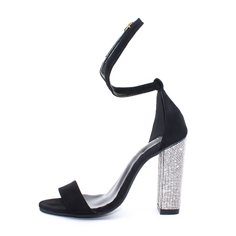 Lovely Women's Rhinestone high heel shoes Black 34