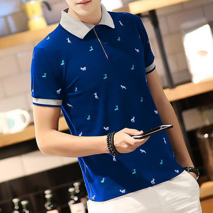 Elegant Men's Summer Holiday Top T-shirt Dark Blue M