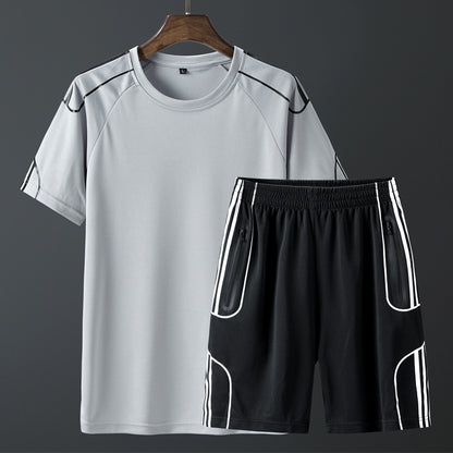 Short sleeved sportswear shorts suit Grey L