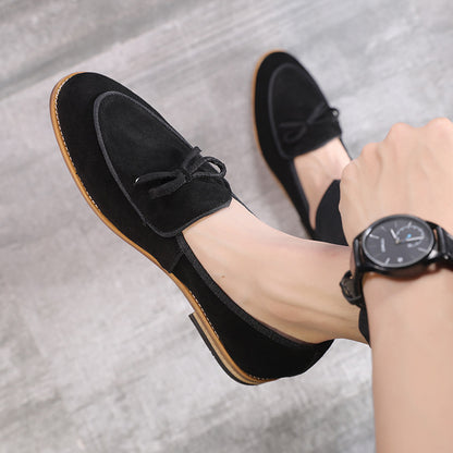 Cute Men's Fashion Bow Rubber Shoes Summer Leather Shoes Black 41