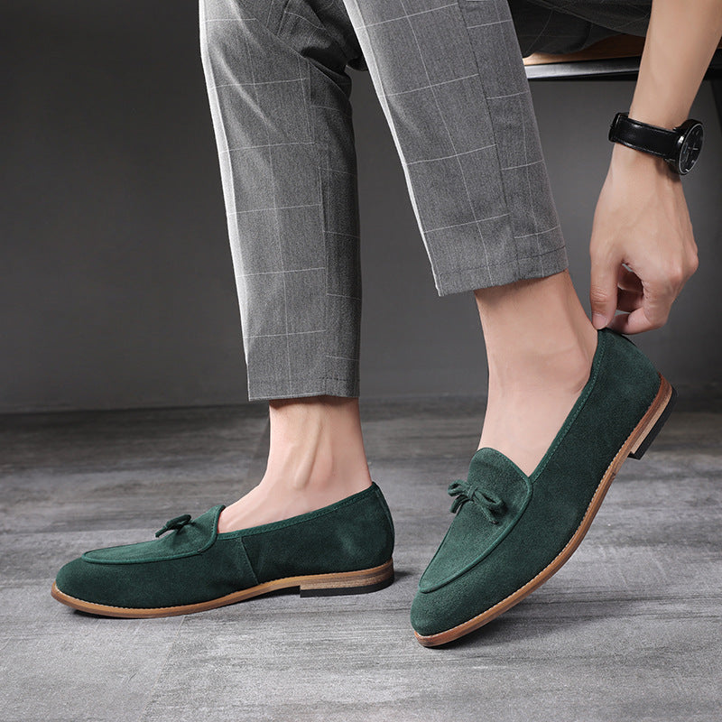 Cute Men's Fashion Bow Rubber Shoes Summer Leather Shoes Green 38