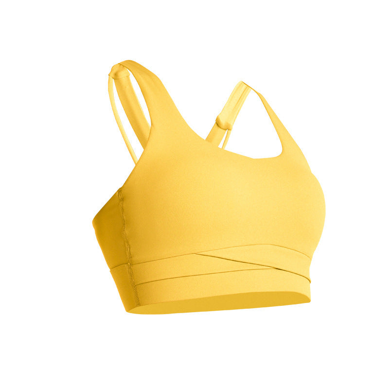 Cross Fitness Sports Underwear Women's Underwear Detachable Bra Underwear Yellow L