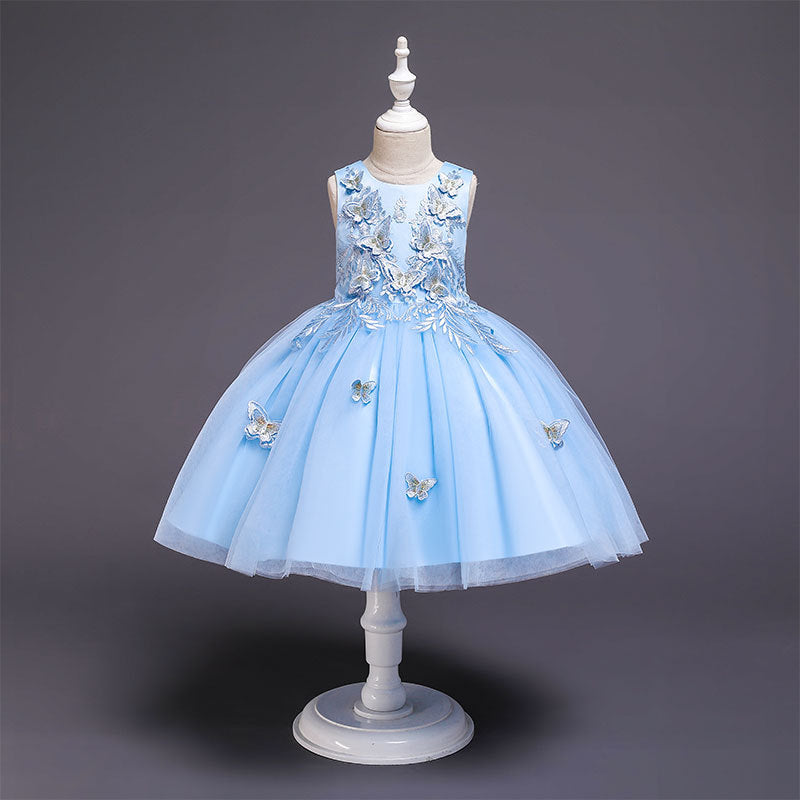 Lovely Girls Princess Party Dress Light Blue 110cm