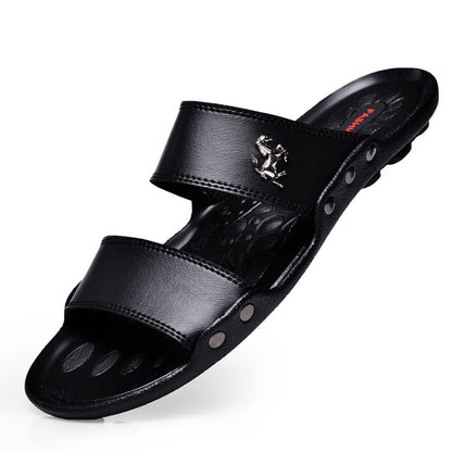 Men's Slippers Outer Wear New One-word Slippers For Men Black 39