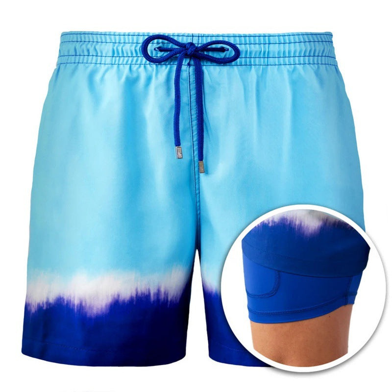 Men's Printed Beach Shorts Sports Double Layer Shorts Summer A11 L