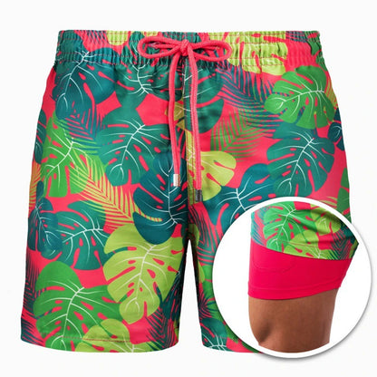 Men's Printed Beach Shorts Sports Double Layer Shorts Summer A13 XL