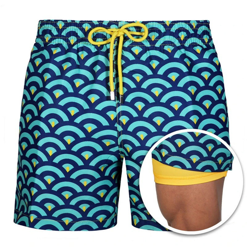 Men's Printed Beach Shorts Sports Double Layer Shorts Summer A3 S