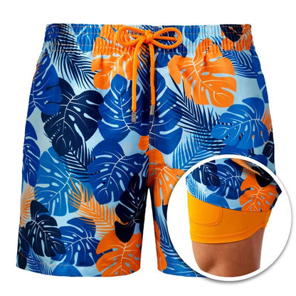 Men's Printed Beach Shorts Sports Double Layer Shorts Summer A9 L