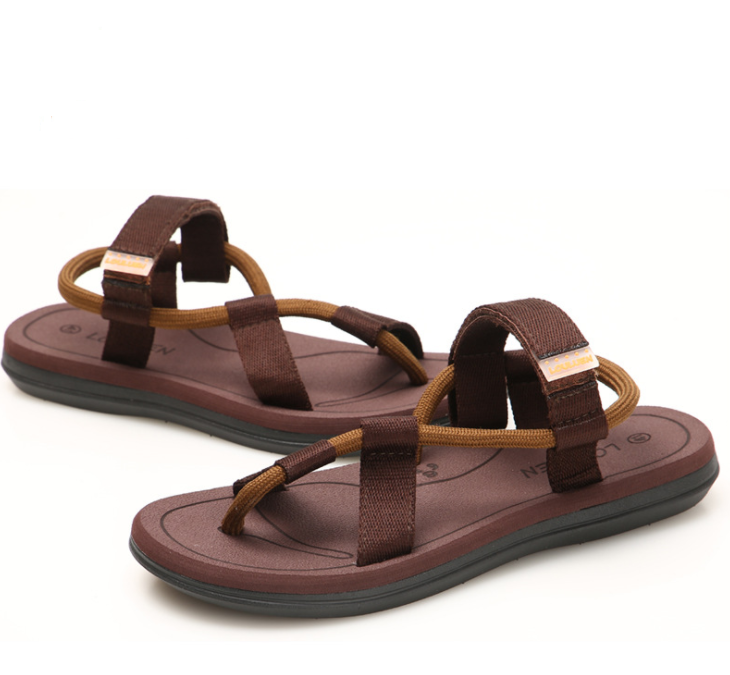 Men's Summer Comfy Slippers Velcro Brown 36