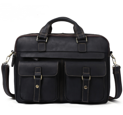 Cute Genuine men's bags retro business Bag 15.6 inch Laptop Bag Black