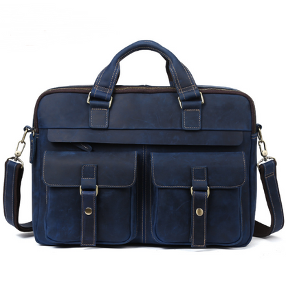 Cute Genuine men's bags retro business Bag 15.6 inch Laptop Bag Blue