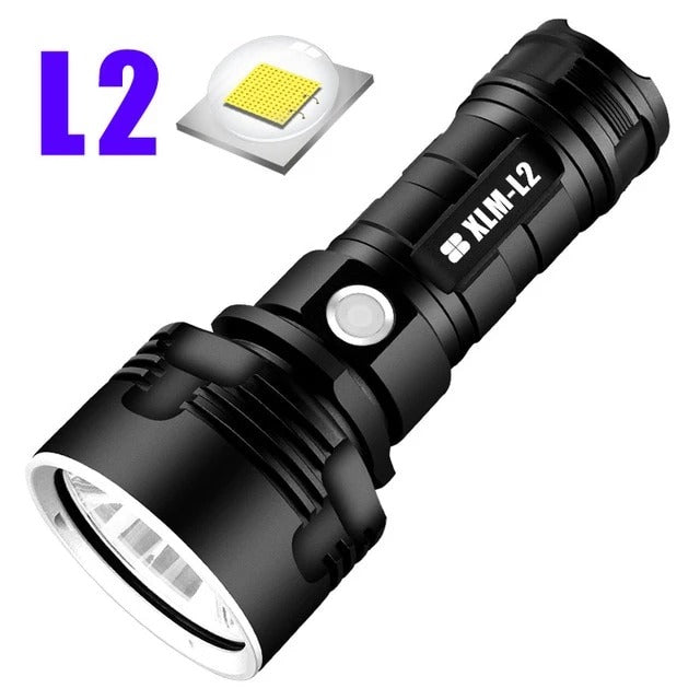 Strong Flashlight Focusing Rechargeable Super Bright LED Outdoor Xenon Lamp L2 Double battery