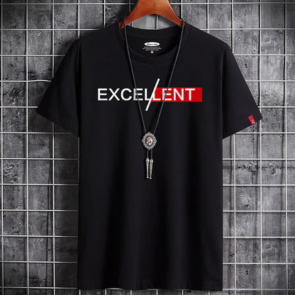 Men's Cotton Short-sleeved T-shirt Bottoming Shirt Top Clothes For Men Black 2XL