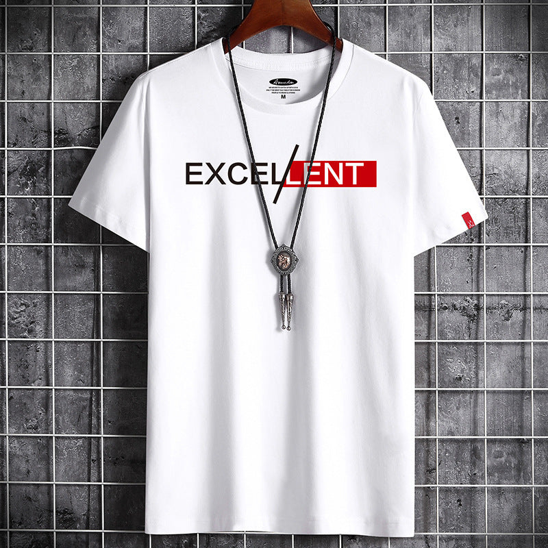 Men's Cotton Short-sleeved T-shirt Bottoming Shirt Top Clothes For Men White 2XL