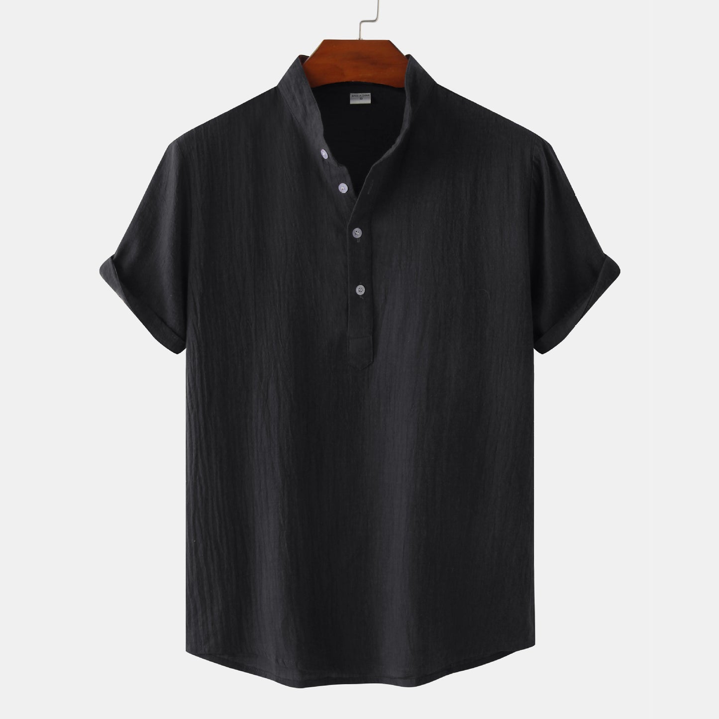 Casual Solid Short Sleeve Shirt Beach T-Shirt Men's Tops Summer Black 2XL