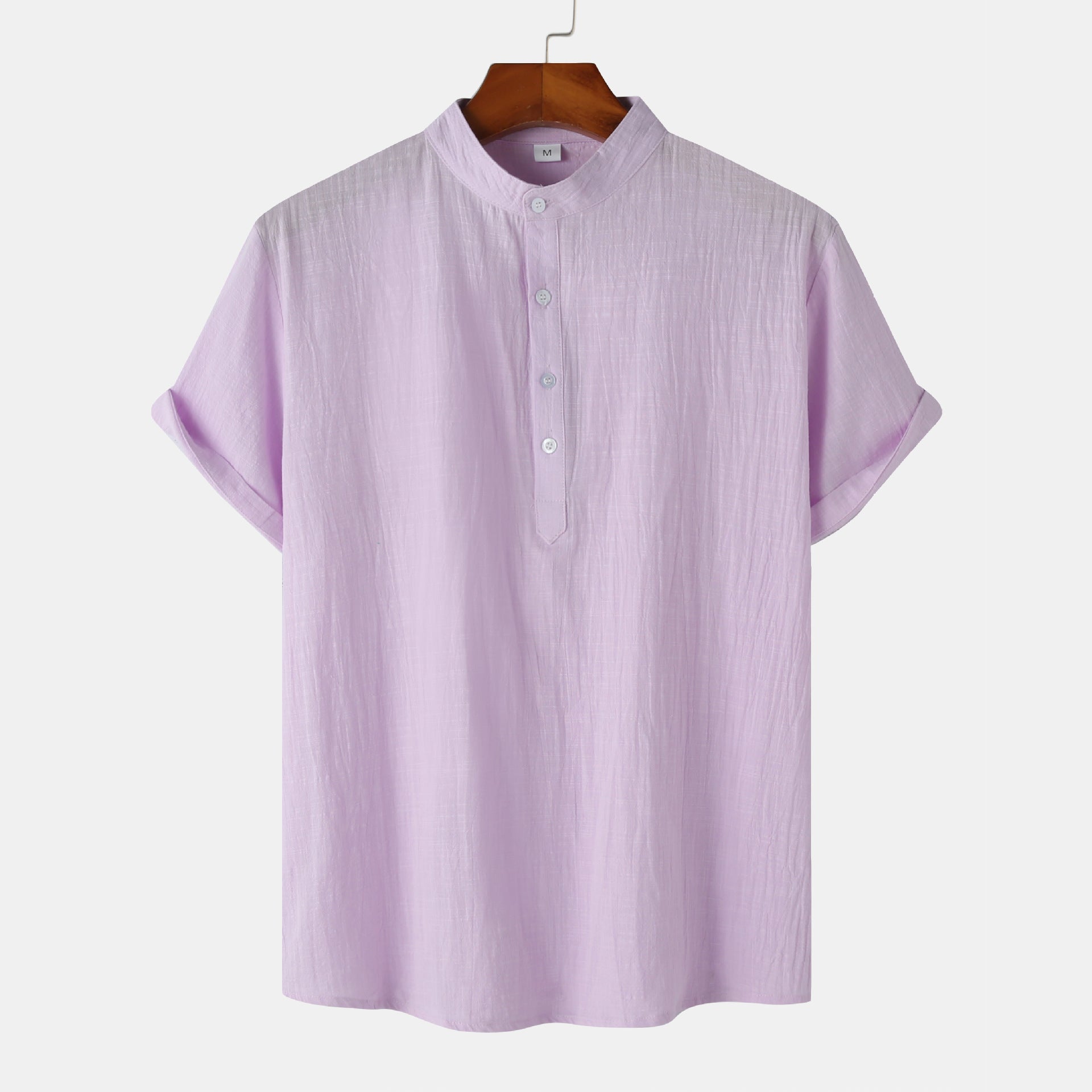 Casual Solid Short Sleeve Shirt Beach T-Shirt Men's Tops Summer Purple S