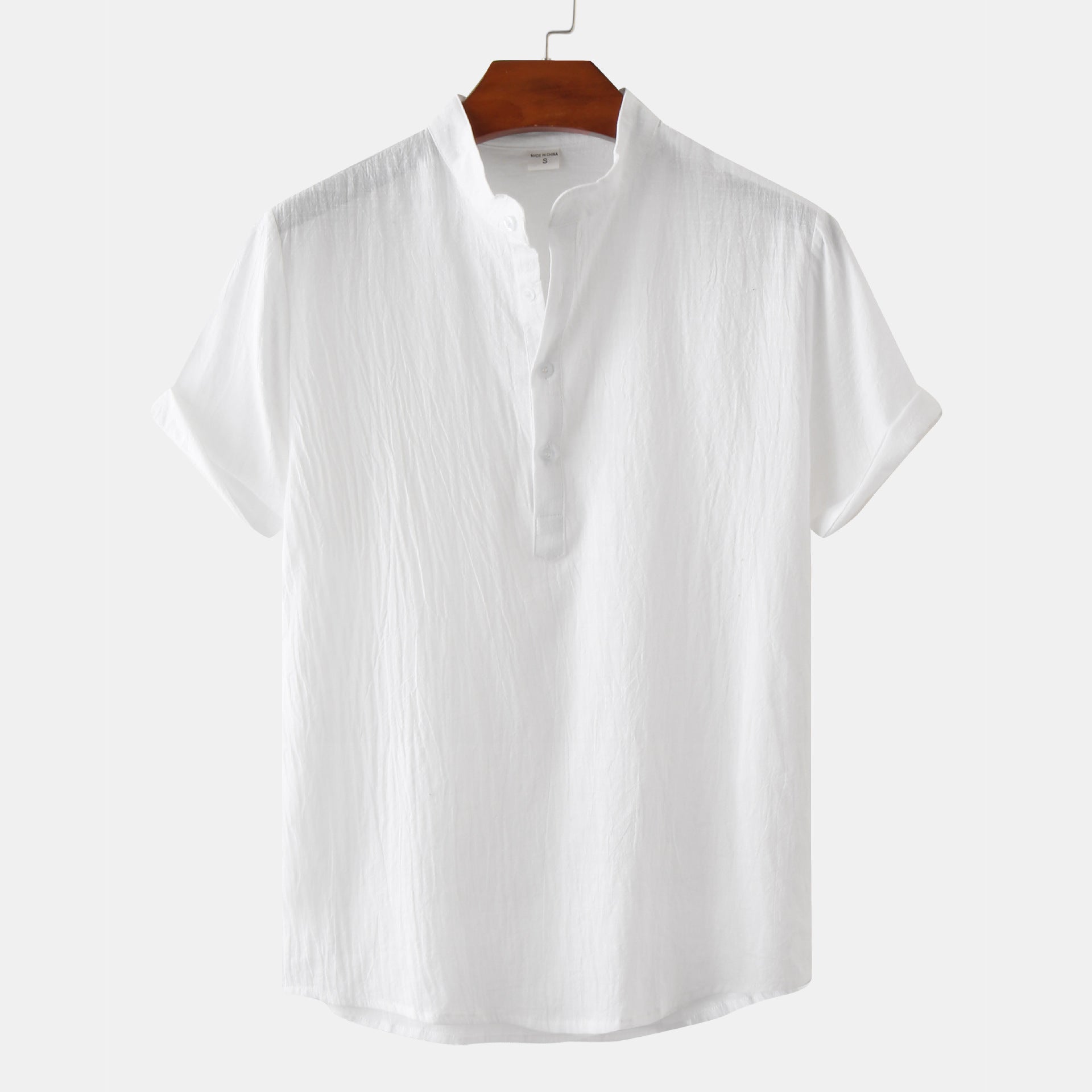 Casual Solid Short Sleeve Shirt Beach T-Shirt Men's Tops Summer White 2XL