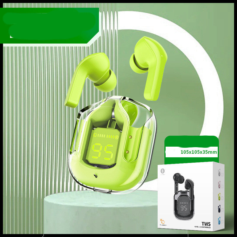 Wireless Bluetooth Headset Digital Display ENC Noise Reduction Wireless Neutral box green