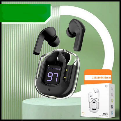 Wireless Bluetooth Headset Digital Display ENC Noise Reduction Wireless Small square box black