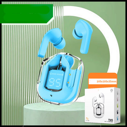 Wireless Bluetooth Headset Digital Display ENC Noise Reduction Wireless Small square box blue