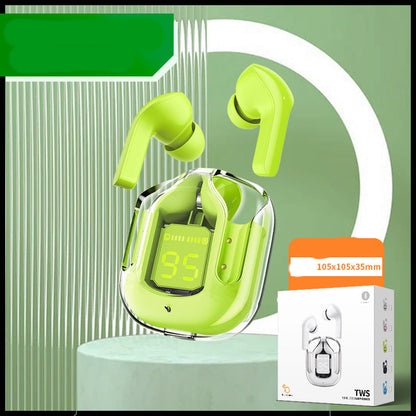 Wireless Bluetooth Headset Digital Display ENC Noise Reduction Wireless Small square box green