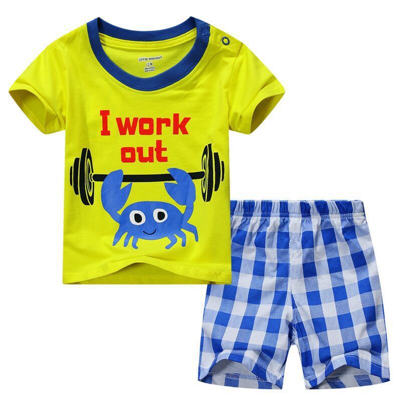 Children's Clothes Suits Summer Clothes for Boys Male Weightlifting 2Y7Y1 hand6sets