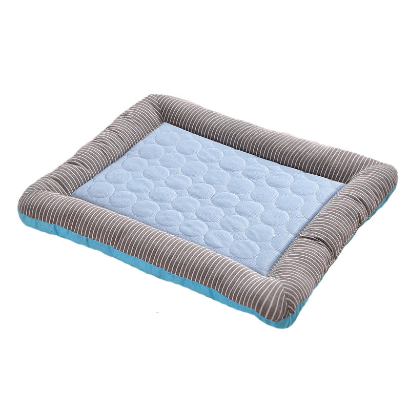 Pet Cooling Pad Bed For Dogs Cats Puppy Kitten Cool Mat Breathable Silk Material Blue S