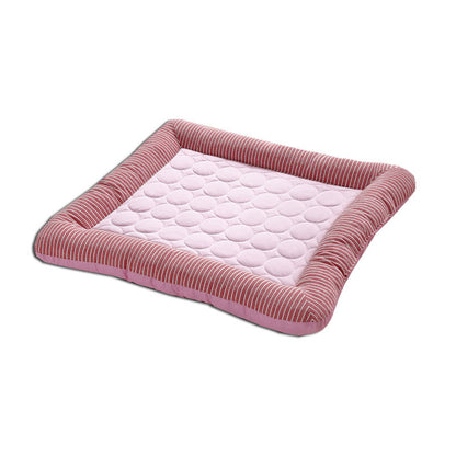 Pet Cooling Pad Bed For Dogs Cats Puppy Kitten Cool Mat Breathable Silk Material Red L