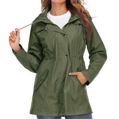 Women's Waterproof Zipper Raincoat jacket Army Green M