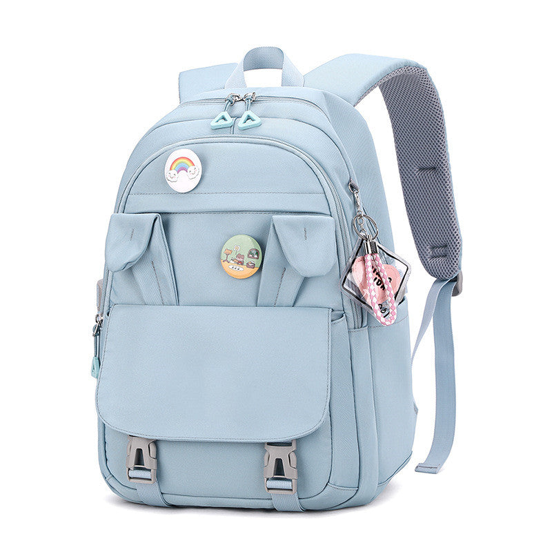 Rabbit Ears Large Capacity Junior High School Student Backpack Blue