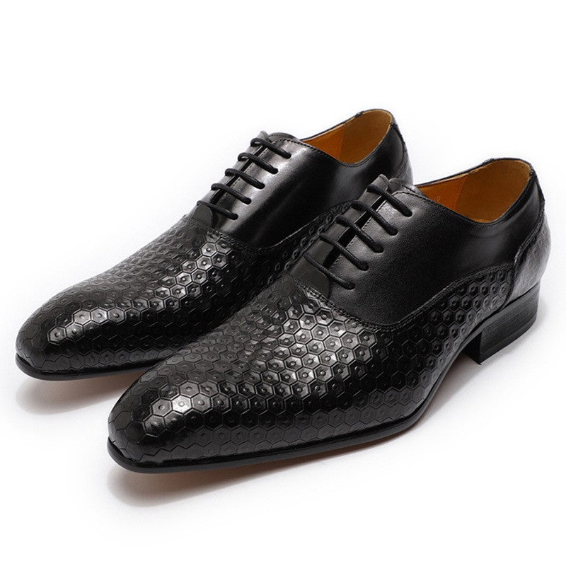 Men's British Style Handmade Leather Shoes Black 38