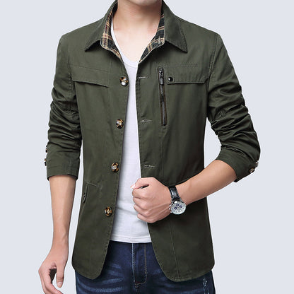 Gorgeous Men's Slim Thin Jacket Army Green L