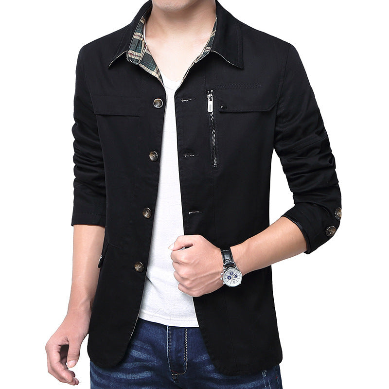 Gorgeous Men's Slim Thin Jacket Black 3XL