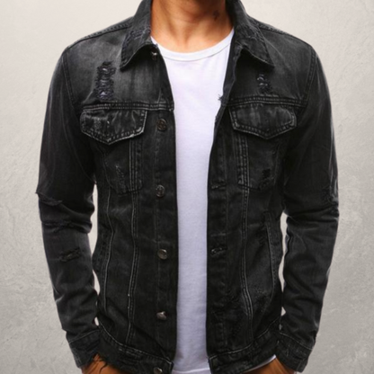 Cute Fit Men's Oversized Denim Jacket Coats Black 3XL