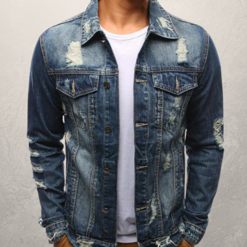 Cute Fit Men's Oversized Denim Jacket Coats Blue 3XL