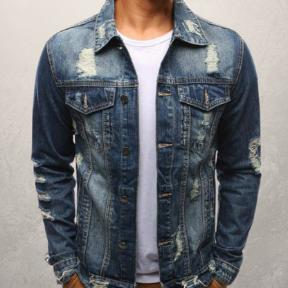 Cute Fit Men's Oversized Denim Jacket Coats Blue 3XL